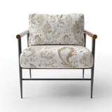 Beige Damask Paisley Scrollwork - Upholstered Accent Chair