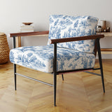 Blue Toile Countryside Landscape - Upholstered Accent Chair