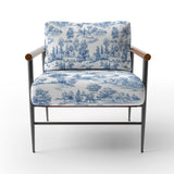 Blue Toile Countryside Landscape - Upholstered Accent Chair