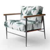 Green Hazy Pine Trees Reflection - Upholstered Accent Chair