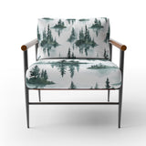 Green Hazy Pine Trees Reflection - Upholstered Accent Chair