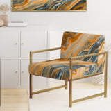 Segment Layers of Marbled Rock Mid-Century Accent Chair