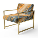 Segment Layers of Marbled Rock Mid-Century Accent Chair