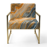 Segment Layers of Marbled Rock Mid-Century Accent Chair