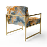 Segment Layers of Marbled Rock Mid-Century Accent Chair