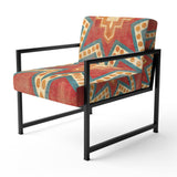 Moroccan Orange Tiles Collage I Bohemian Chic Accent Chair