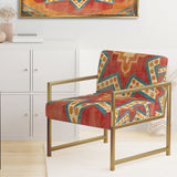 Moroccan Orange Tiles Collage I Bohemian Chic Accent Chair