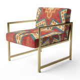 Moroccan Orange Tiles Collage I Bohemian Chic Accent Chair