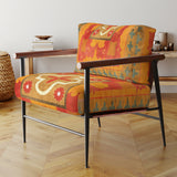 Moroccan Orange Tiles Collage II Bohemian Chic Accent Chair