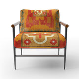 Moroccan Orange Tiles Collage II Bohemian Chic Accent Chair