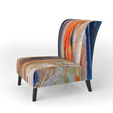 Orange And Blue Abstract Expression - Upholstered Accent Chair