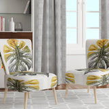 Yellow And Grey Philodendron Leaf I - Upholstered Accent Chair
