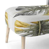 Yellow And Grey Philodendron Leaf I - Upholstered Accent Chair