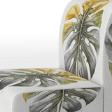 Yellow And Grey Philodendron Leaf I - Upholstered Accent Chair