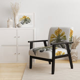 Yellow And Grey Philodendron Leaf I - Upholstered Accent Chair
