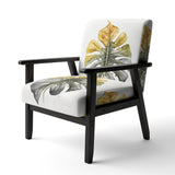 Yellow And Grey Philodendron Leaf I - Upholstered Accent Chair