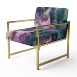 Green Purple Marbled Symphony - Modern Accent Chair