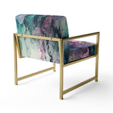 Green Purple Marbled Symphony - Modern Accent Chair