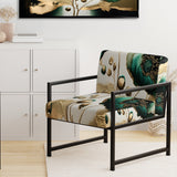 Gold And Green Poppy Floral Euphoria I - Cottage Americana Accent Chair