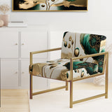 Gold And Green Poppy Floral Euphoria I - Cottage Americana Accent Chair