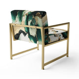 Gold And Green Poppy Floral Euphoria I - Cottage Americana Accent Chair