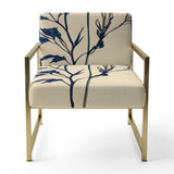 Indigo Flower Blossoming III - Cottage Accent Chair