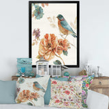 Cottage Bird on Orange Flower Twig