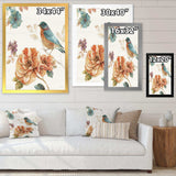 Cottage Bird on Orange Flower Twig
