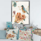 Cottage Bird on Orange Flower Twig