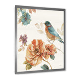 Cottage Bird on Orange Flower Twig