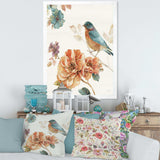 Cottage Bird on Orange Flower Twig