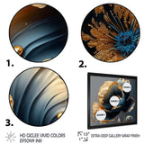 Designart - Deep Blue And Gold Single Flower IV - Canvas Wall Art Print