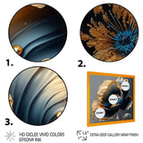 Designart - Deep Blue And Gold Single Flower IV - Canvas Wall Art Print