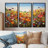 Colorful Wildflowers Meadow Blooms I - Multi-Panels Set of 3