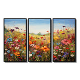 Colorful Wildflowers Meadow Blooms I - Multi-Panels Set of 3