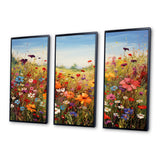 Colorful Wildflowers Meadow Blooms I - Multi-Panels Set of 3