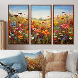 Colorful Wildflowers Meadow Blooms I - Multi-Panels Set of 3