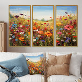 Colorful Wildflowers Meadow Blooms I - Multi-Panels Set of 3