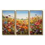 Colorful Wildflowers Meadow Blooms I - Multi-Panels Set of 3