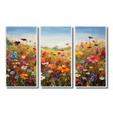 Colorful Wildflowers Meadow Blooms I - Multi-Panels Set of 3