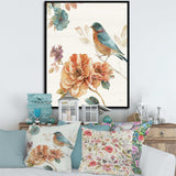 Cottage Bird on Orange Flower Twig