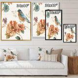 Cottage Bird on Orange Flower Twig