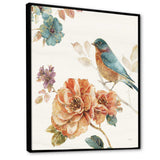 Cottage Bird on Orange Flower Twig