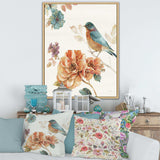Cottage Bird on Orange Flower Twig