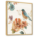 Cottage Bird on Orange Flower Twig