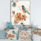 Cottage Bird on Orange Flower Twig