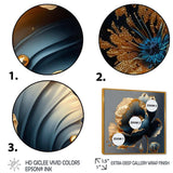 Designart - Deep Blue And Gold Single Flower IV - Canvas Wall Art Print