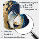 Dark Blue and Gold Strokes VI - Asymmetric Metal Wall Art
