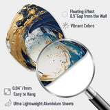 Dark Blue and Gold Strokes VI - Asymmetric Metal Wall Art