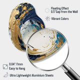 Dark Blue and Gold Strokes VI - Asymmetric Metal Wall Art